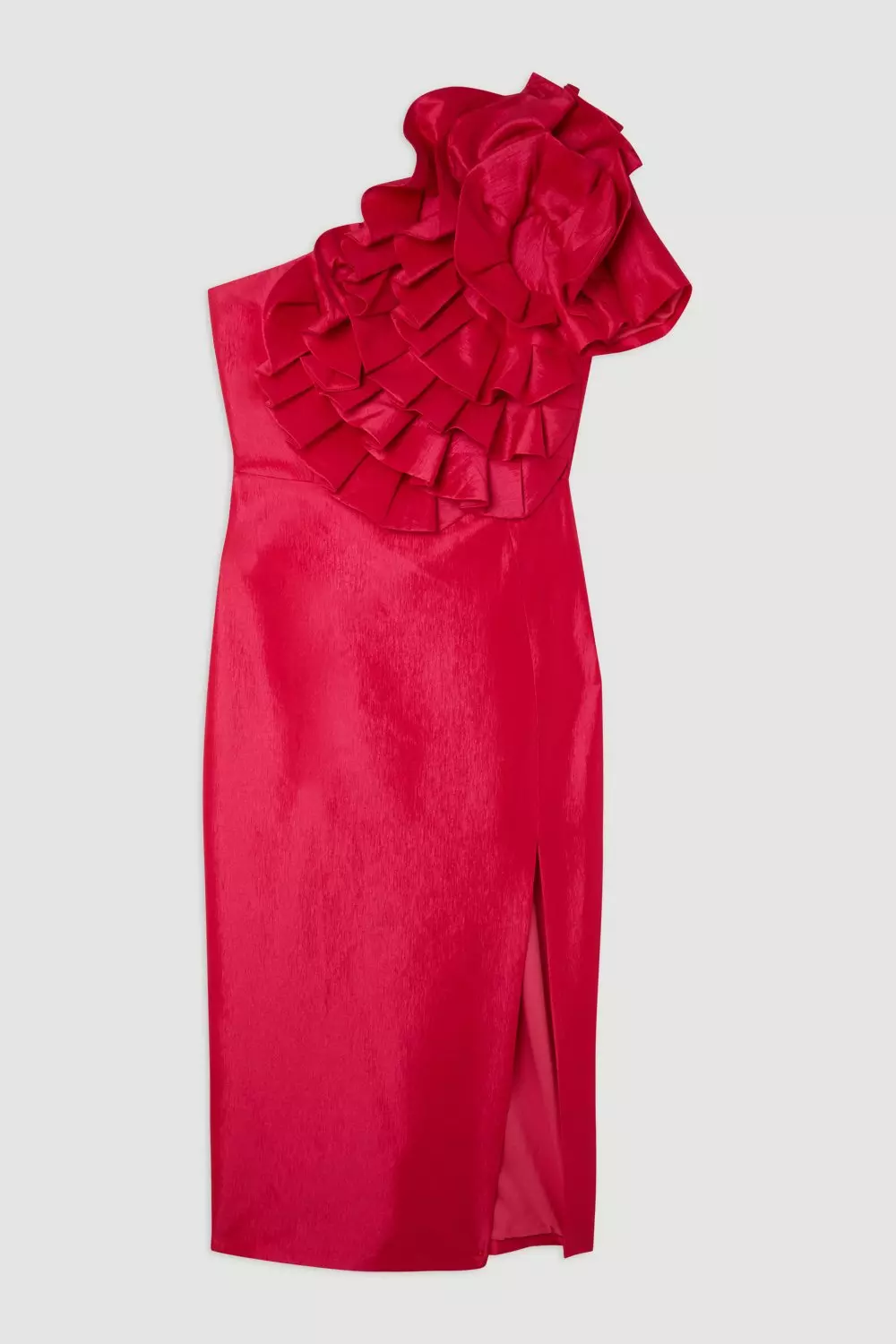 Petite Metallic Taffeta Rosette Maxi Off The Shoulder Dress